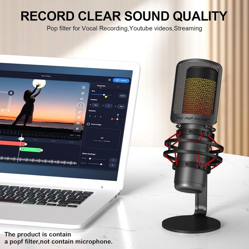 Aokeo Pop Filter, Pop Filter for Microphone for Vocal Recording,YouTube Videos,Streaming,Compatible with Most Microphones - Image 4